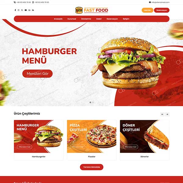Hamburger Pizza Hazır Web Sitesi