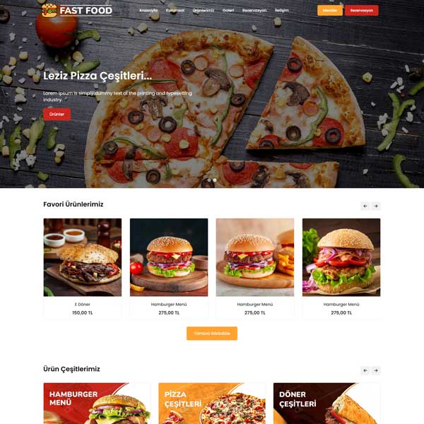 Fast Food Hazır Web Sitesi
