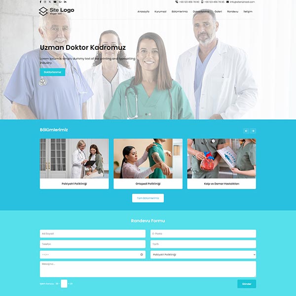 Doktor & Hastane & Klinik Hazır Web Sitesi
