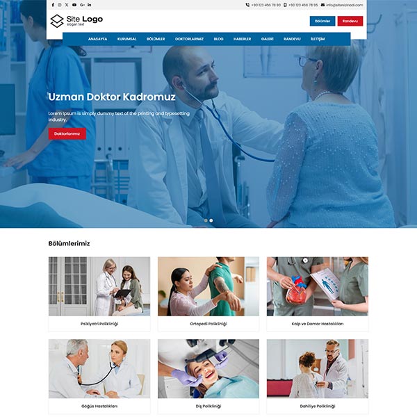Doktor & Hastane & Klinik Hazır Web Sitesi